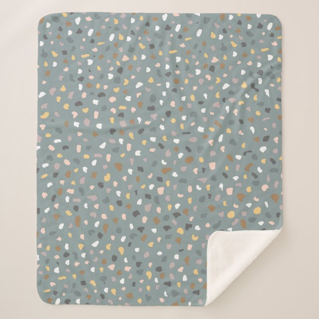 Modern Terrazzo Pattern Soft Neutral Sherpa Blanket (Front)