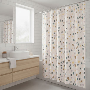 Modern Terrazzo Pattern Soft Neutral Shower Curtain