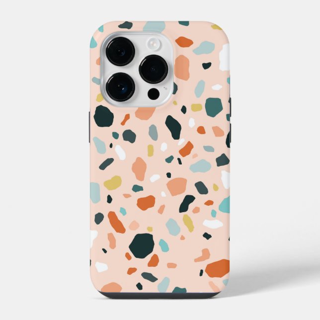 Modern Terrazzo Stone Texture Pattern Iphone Case (Back)