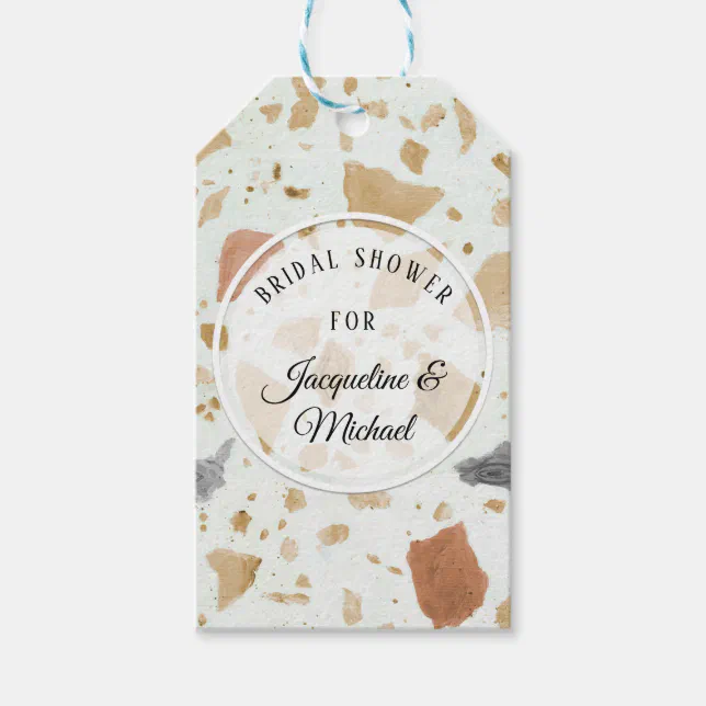 Modern Terrazzo Terra-cotta Boho Bridal Shower Gift Tags | Zazzle