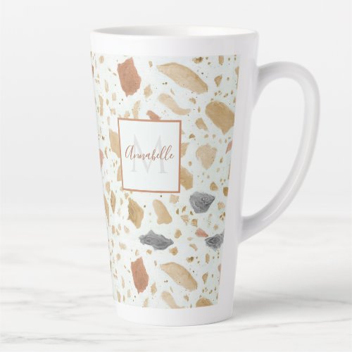 Modern Terrazzo Terracotta Mid Century Name Latte Mug