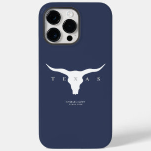 Modern Texas Longhorn Summer Custom Name Blue Case-Mate iPhone 14 Pro Max Case