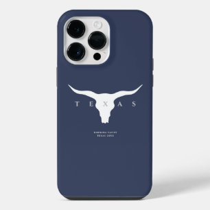 Modern Texas Longhorn Summer Custom Name Blue iPhone 14 Pro Max Case