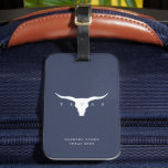 Modern Texas Longhorn Summer Custom Name Blue Luggage Tag<br><div class="desc">Modern Texas Longhorn State Custom Name Summer Blue Luggage Tag. You can replace with your own words. Perfect for birthday, family, party or summer vacation gift</div>