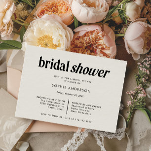 Modern Text Black and White Bridal Shower Invitation