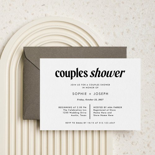 Modern Text  Black and White Couples Shower Invitation