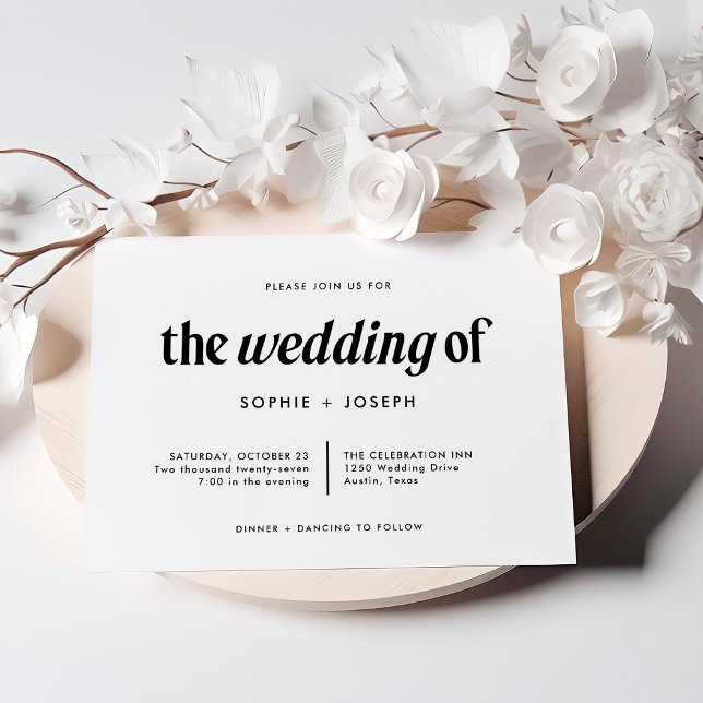 Modern Text | Black and White Wedding Invitation (Creator Uploaded)