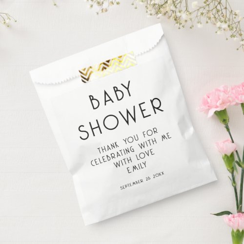 Modern Text Black White Thank You Baby Shower Favor Bag