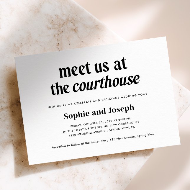 Modern Text | Courthouse Wedding Elopement Invitation (Creator Uploaded)