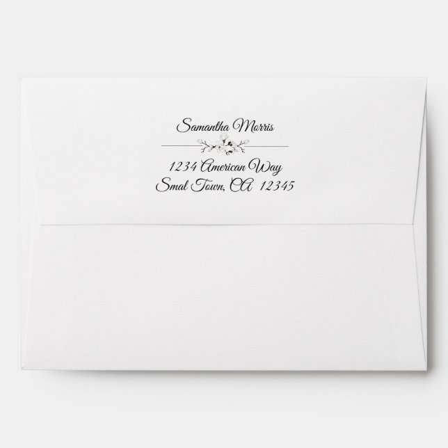Modern Text Divider Black and White Envelope (Back (Top Flap))