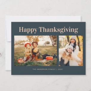 Modern Text Fall Happy Thanksgiving Photo Holiday Card