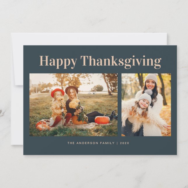 Modern Text Fall Happy Thanksgiving Photo  Holiday Card (Front)