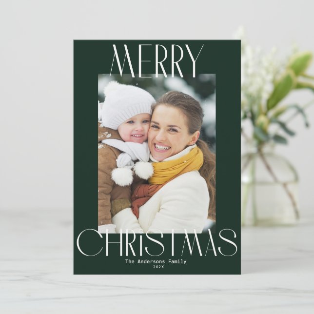 modern text merry christmas card (Standing Front)