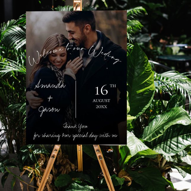 Modern Text Overlay Photo Wedding Welcome  Poster (Creator Uploaded)