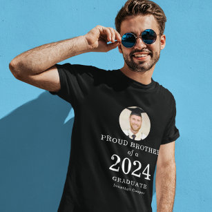 Modern Text Photo Proud Brother of 2024 Graduate T-Shirt