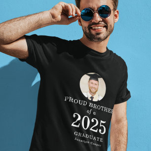 Modern Text Photo Proud Brother of 2025 Graduate T-Shirt