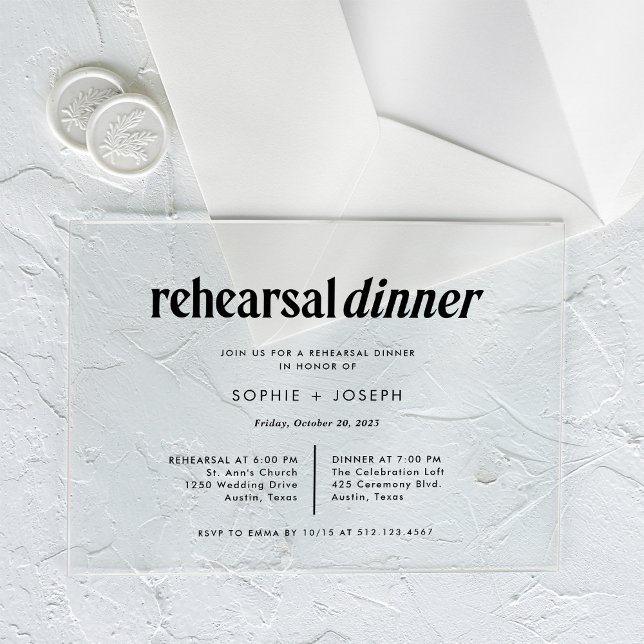 Modern Text | Rehearsal Dinner Acrylic Invitations (Creator Uploaded)