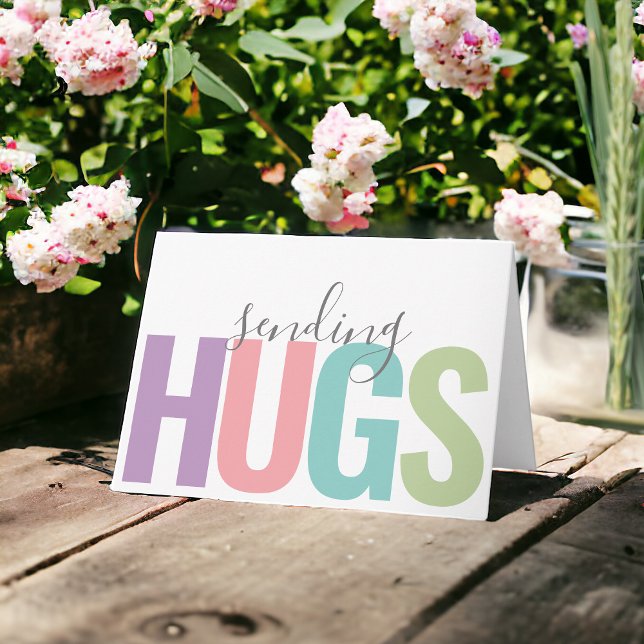 Modern Text Sending Hugs Thinking of You Card (Creator Uploaded)
