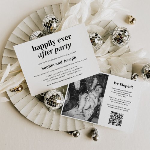Modern Text | Wedding Happily Ever After Party Invitation
