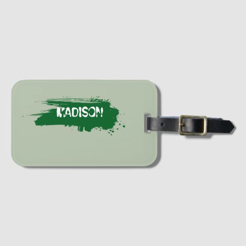 Modern Text with Elegant Sage Green Mini Luggage Tag