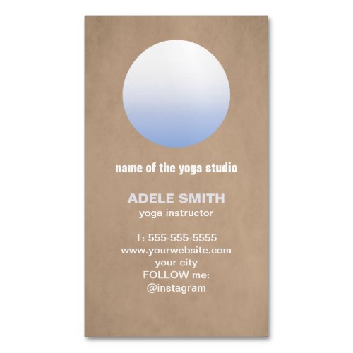 Modern Texture Beige Blue Circle Yoga Instructor Business Card Magnet