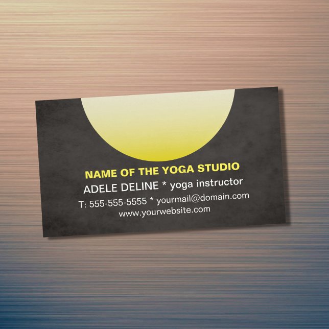 Modern Texture Black Yellow Yoga Instructor Business Card Magnet (Creator Uploaded)