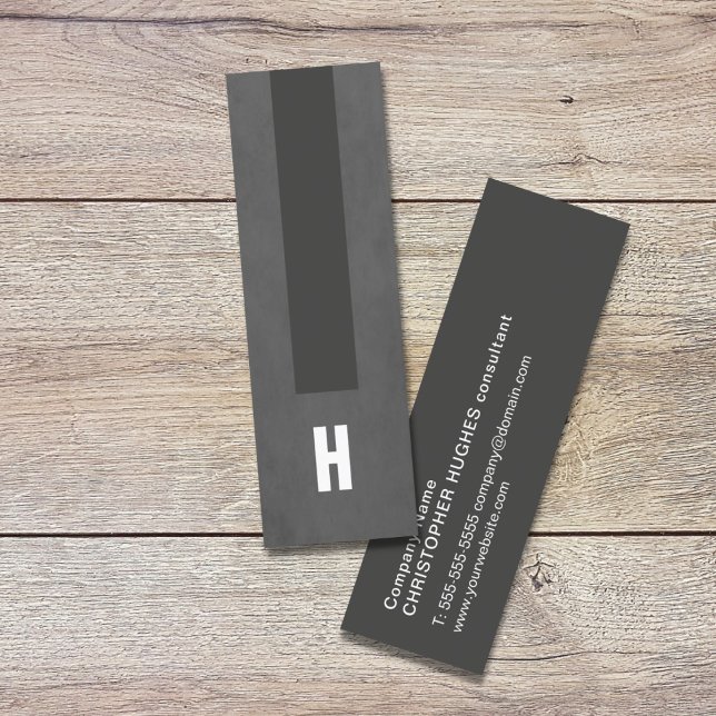 Modern Texture Gray Stripe Consultant Monogram Mini Business Card (Creator Uploaded)