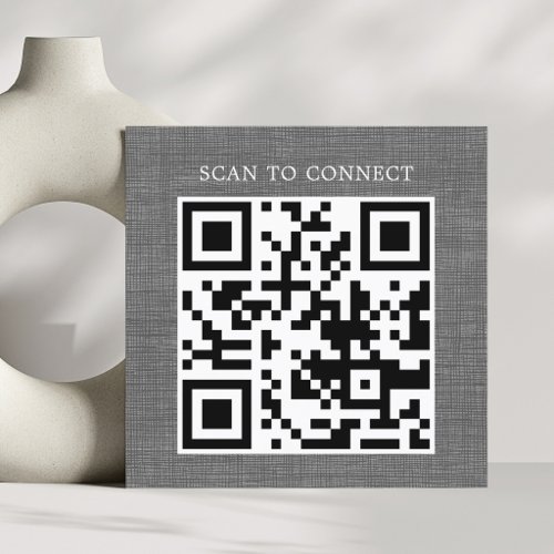 Modern Texture Grey Black QR Code Bold Square Business Card