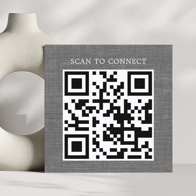 Modern Texture Grey Black QR Code Bold Square Business Card (Creator Uploaded)