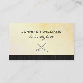 Modern Texture Lux Salon Shears Wood Trim Business Card by stylistbusinesscards at Zazzle