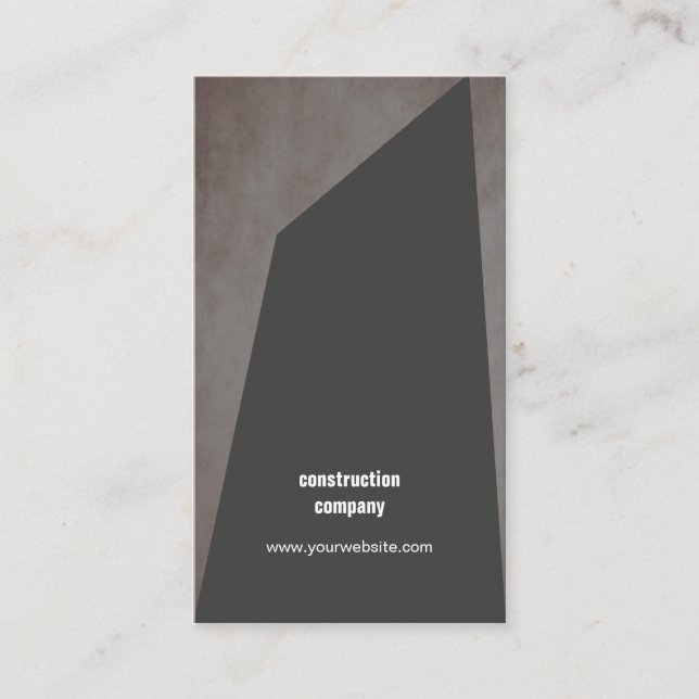 Modern Texture Stone Dark Grey Construction Business Card (Front)