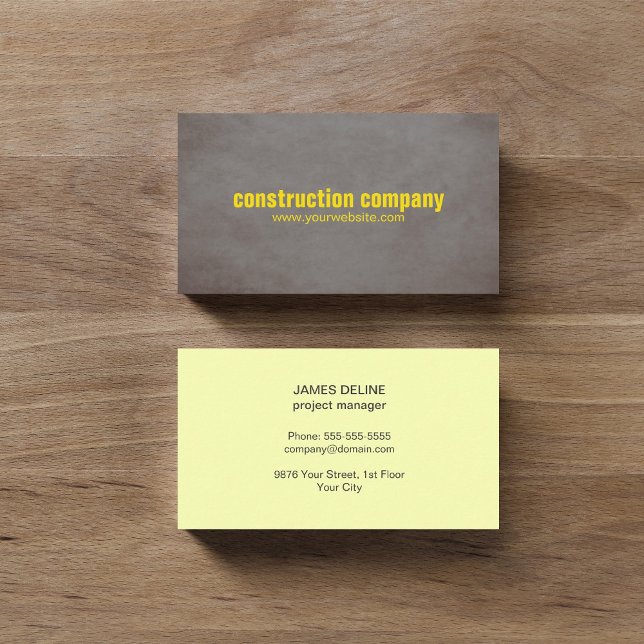 Modern Texture Stone Yellow Construction Business Card (Creator Uploaded)