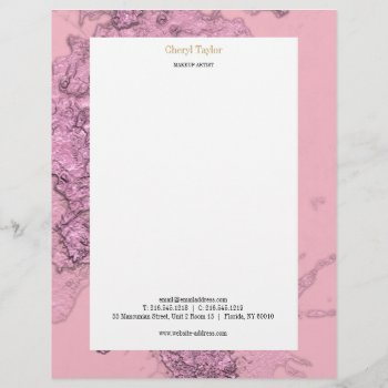 Modern Textured Abstract Pink Chic Personalized Letterhead by Flissitations at Zazzle