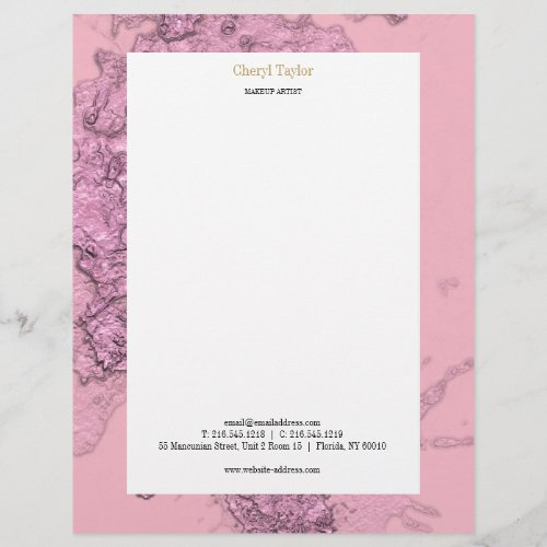 Modern Textured Abstract Pink Chic Personalized Letterhead