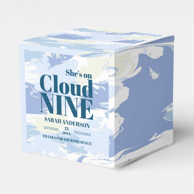 Modern Textured Cloud Nine Bridal Shower Chic Favor Boxes (Front Side)