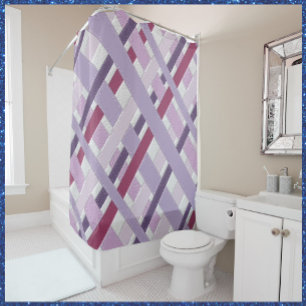 Modern Textured Mauve Purple Striped  Shower Curtain