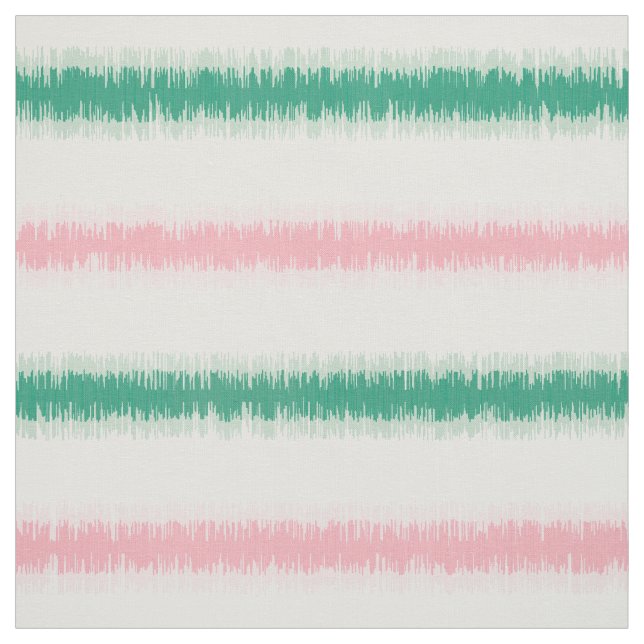 Modern textured pink green ikat stripes patten fabric (Swatch)