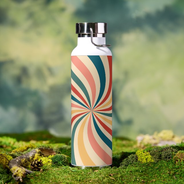 Modern Textured Retro Patterned Colorful Water Bottle (Outdoor)