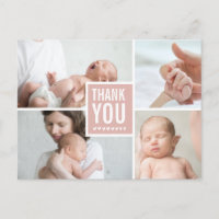 Modern Thank You and Birth Announcement Photos Postcard