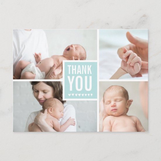 Modern Thank You and Birth Announcement Photos Postcard