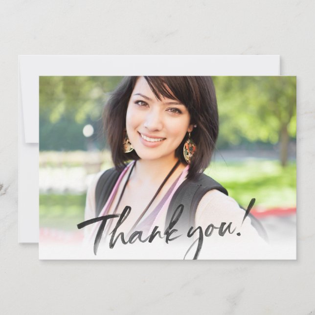 MODERN THANK YOU black inked calligraphy writing Card (Front)