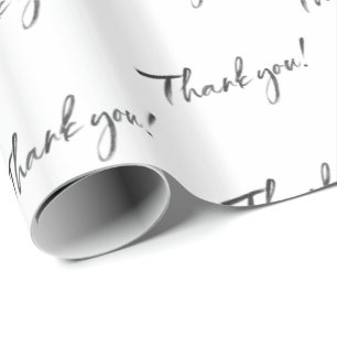 MODERN THANK YOU black inked calligraphy writing Wrapping Paper
