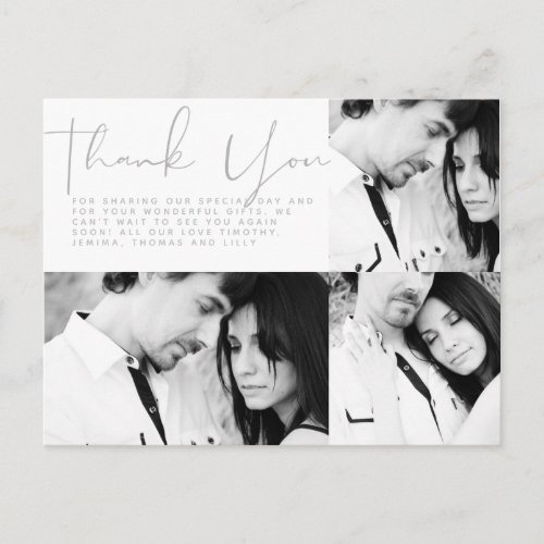 Modern Thank You Black White PHOTO Filter Budget Postcard