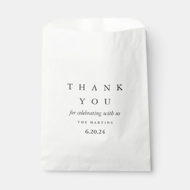 Modern Thank You Black White Wedding Favor Bag (Front)