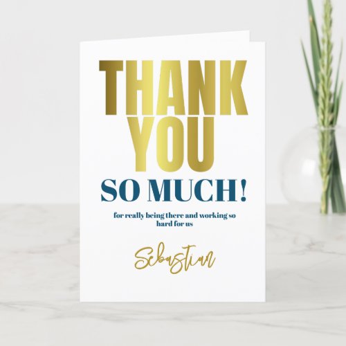 Modern Thank You Blue Gold Typography