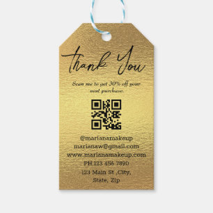 modern thank you business qr code gold foil gift tags