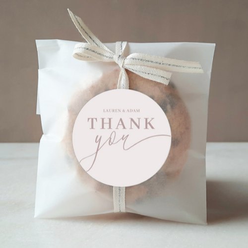  Modern Thank You Calligraphy Rose Gold   Classic Round Sticker