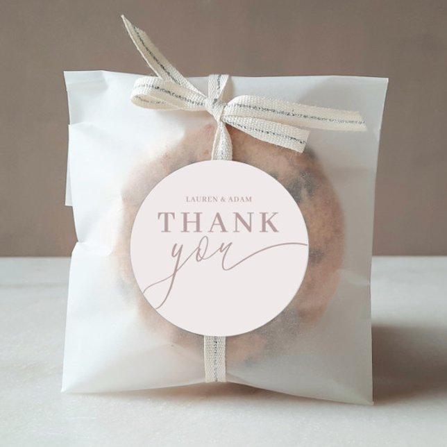  Modern Thank You Calligraphy Rose Gold   Classic Round Sticker (Creator Uploaded)