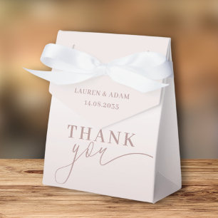 Modern Thank You Calligraphy Rose Gold Favor Boxes
