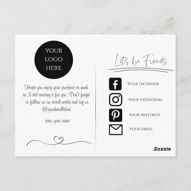 Modern thank you cards for small businesses (Back)
